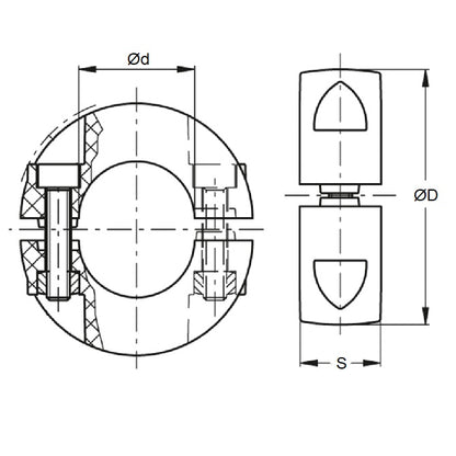 1055122 | COL-00400-016-09-2C-CS --- Shaft Collars - 4 mm x 16 mm x 9 mm