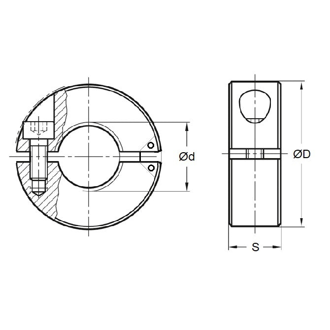 1140299 | COL-02858-054-13-HG-CS (Each) --- Shaft Collars - 28.575x54x12.7 mm Hinged - Carbon Steel Collar