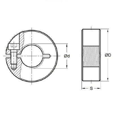 1136110 | COT-02540C-044-13-CS --- Threaded Collars - 1-8 UNC (25.4mm) x 44.45 mm x 12.7 mm