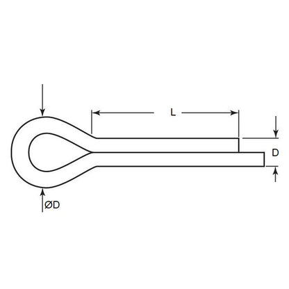 1048150 | PC032-0450-4 (PK-10) --- Split Pins - 3.2x45x2.9 mm - Stainless Steel 304 Similar to A2 or 18-8 HRB80 Pin