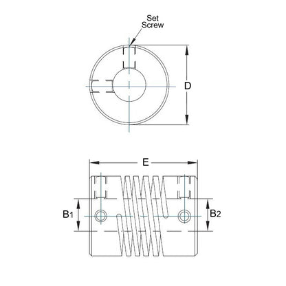 1057162 | CP-048-048-19-023-H-SA (Each) --- Helical Couplings - 4.762x4.762x19.05 mm Standard - Aluminium 7075-T6 Coupling