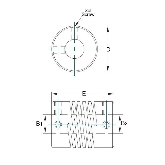 1043992 | CP-030-030-15-020-H-PA (Each) --- Helical Couplings - 3x3x15 mm Standard - Aluminium 7075-T6 Coupling
