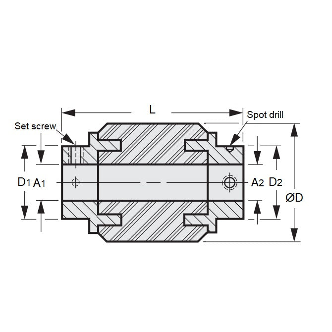 1044177 | CP-030-040-21-032-NF-R3S (Each) --- Neo Flex Couplings - 3x4x20.6 mm - Stainless Steel 303 and Neoprene Coupling