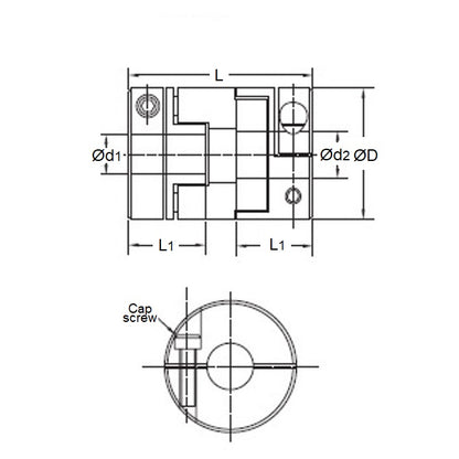 1047316 | CP-030-HUB-J-OC-15 (5 Pcs) --- Oldham Clamp Style Couplings - 3 mm x  Size 15 x 15 mm