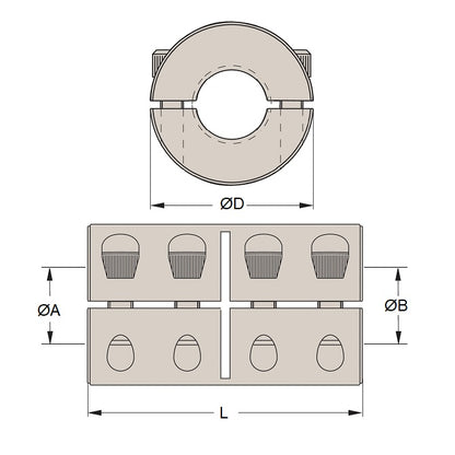 1111362 | CP-159K-159K-33-051-R2-SC --- Rigid Couplings - 15.875 (Keyed) x  15.875 (Keyed) x 33.32 mm