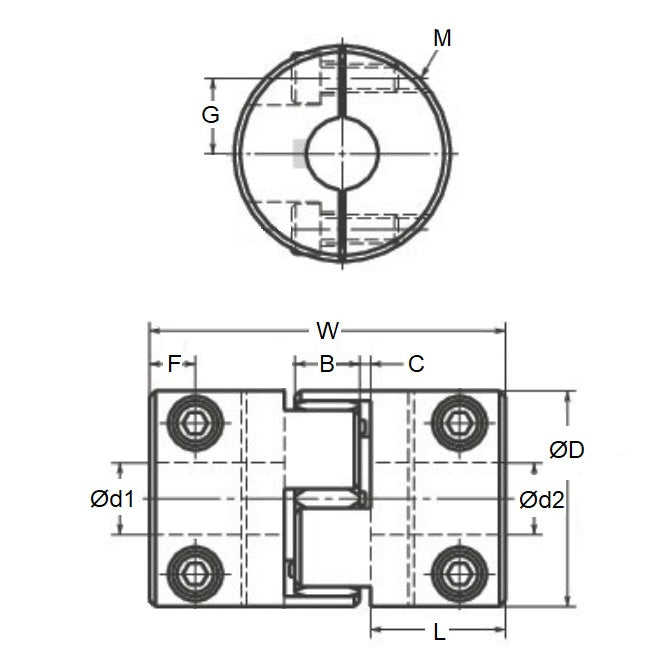 1072023 | CP-064-064-20-030-J-PU92C --- Couplings - 6.35 mm x 6.35 mm x 20 mm