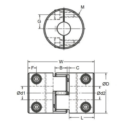 1058818 | CP-048-048-20-030-J-PU92C --- Couplings - 4.762 mm x 4.762 mm x 20 mm