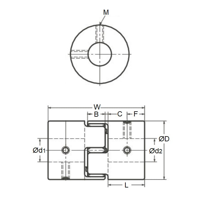 1049504 | CP-032-064-14-022-J-PU92G --- Couplings - 3.175 mm x 6.35 mm x 14 mm