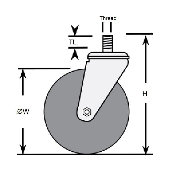 1162204 | RWC-S2714 (PK-4) --- Bolt Castors - Wheel Diameter 50 Swivel 30 mm - Grey Rubber - Non Marking Castor