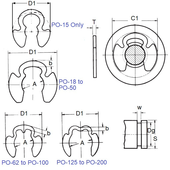1134514 | ECL-0218-0254-C-KR (PK-4) --- E-Clips Retaining Rings - 25.4x21.84x1.98 mm Klipring - Carbon Steel E-Clip