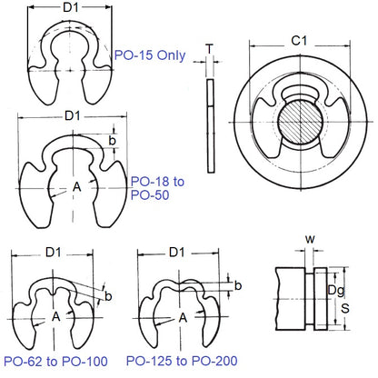 1134514 | ECL-0218-0254-C-KR (PK-4) --- E-Clips Retaining Rings - 25.4x21.84x1.98 mm Klipring - Carbon Steel E-Clip