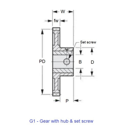 1037500 | WG1R-150-020-100-COP (Each) --- Worm Gears - Pitch Module 1.5 - 20 tooth - 3 Deg 26 Min Module 1.5 - Copper Alloy - CAC502 Gear
