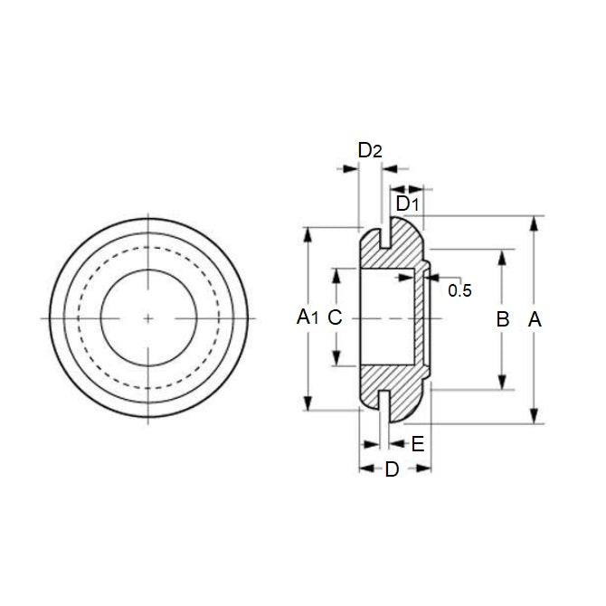 1123859 | GC-200-150-270-E (6 Pcs) --- EPDM Rubber Grommets - 20 mm x 15 mm x 27 mm