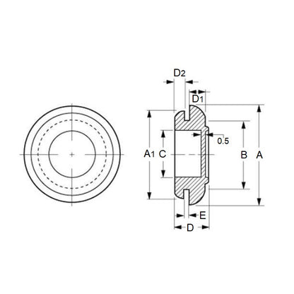 1077206 | GC-072-054-102-R17 (10 Pcs) --- Grommets - 7.2 mm x 5.4 mm x 10.2 mm