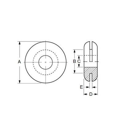 1066556 | GO-060-035-090-E12 (10 Pcs) --- EPDM Rubber Grommets - 6 mm x 3.5 mm x 9 mm