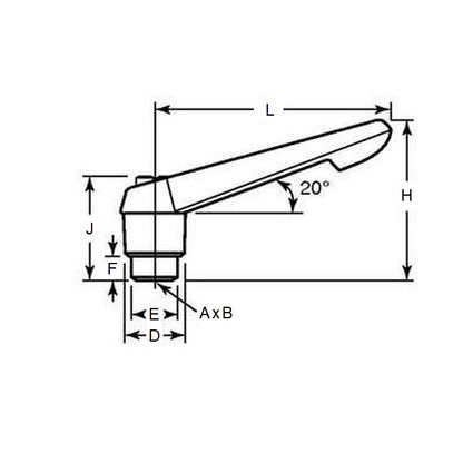 1066417 | KHD-208RS --- Handles - M6x1 (6mm Standard) x  Plastic with Fireglass reinforcements x 65 mm