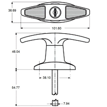 1183651 | HH-120RS (PK-10) --- Latching Handles - 84.931x39.688x101.6 mm Tee Handle