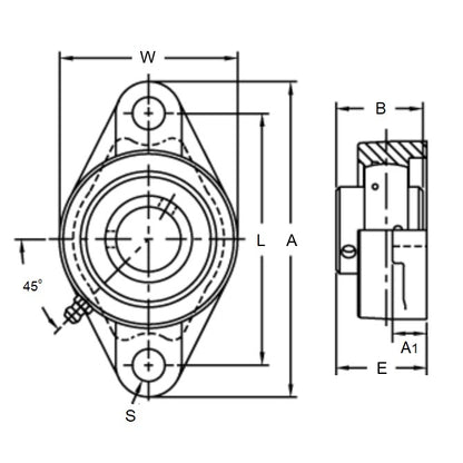 1180799 | FL206PE (Each) --- Flanged Housings - 80x148x35.95 mm 2 Bolt - Polyethylene Housing