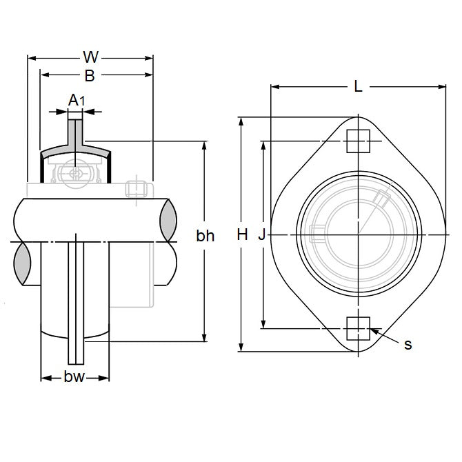 1186487 | PFL-5 (Each) --- Flanged Housings - 95x71x28.5 mm 2 Bolt - Steel Housing