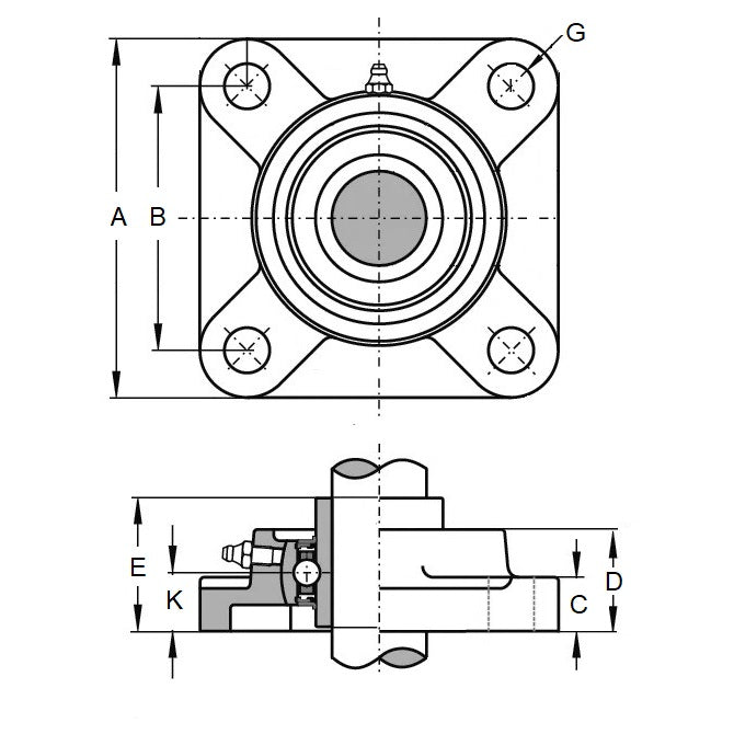 1153195 | IP-241RS --- Flanged 4 Bolt Housing Assembly - 40 mm x 17 mm x 130 mm