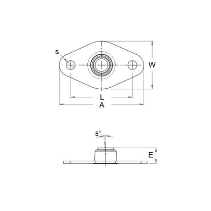 1048482 | BFM-125-N (Each) --- Flanged 2 Bolt Housing and Bearing Assembly - 3.175x45.72x13.46 mm Aligning - Steel