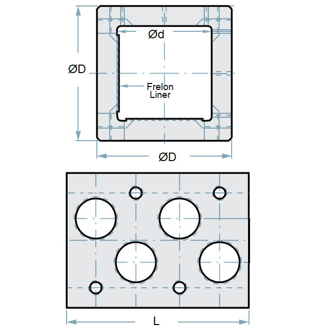 1135366 | LCSQ-0254-057-2 (Each) --- Square Housings Linear - 25.4x44.45 mm - Two Sided