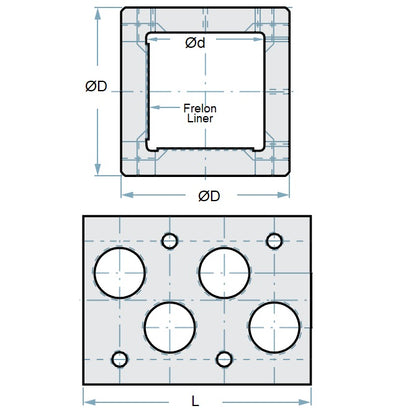 1135366 | LCSQ-0254-057-2 (Each) --- Square Housings Linear - 25.4x44.45 mm - Two Sided