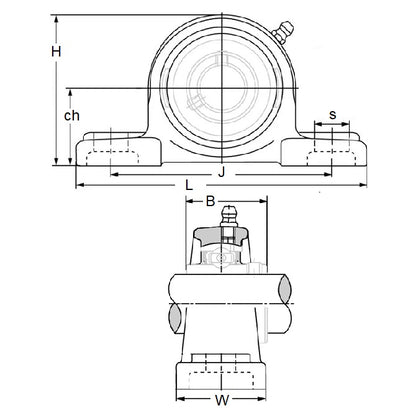 1121500 | IP-212RS (Each) --- Pillow Block Housing and Bearing Assembly - 19.05x33.338x127 mm Thermoplastic and Steel