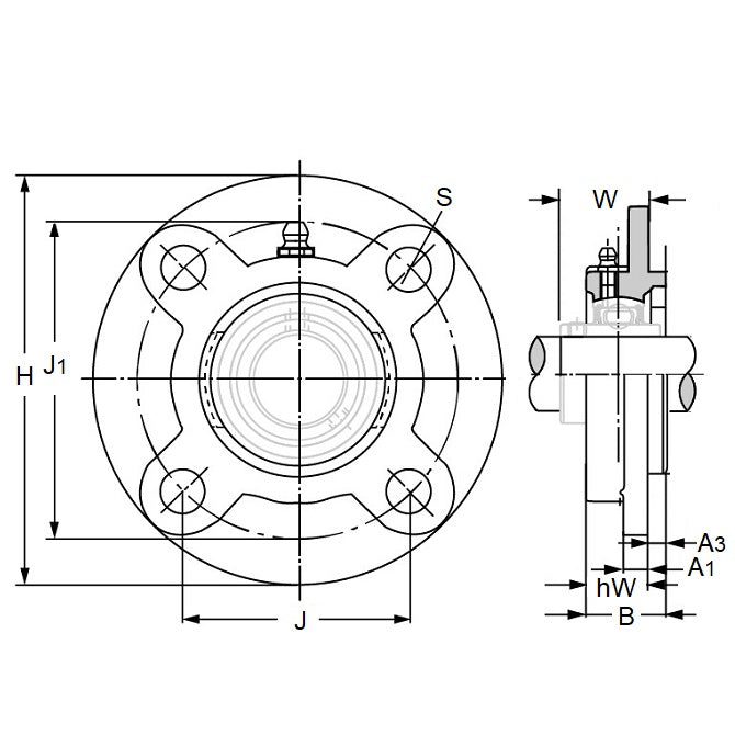 1193691 | FC205 (Each) --- Flanged Round Cast Iron Housings - 115x29.7x6 mm - Cast Iron Housing