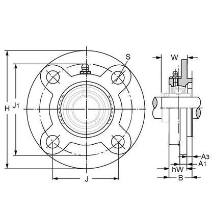 1188378 | FC204 (Each) --- Flanged Round Cast Iron Housings - 100x28.3x5 mm - Cast Iron Housing