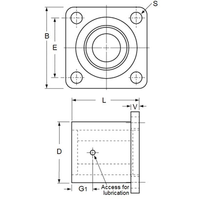 1102803 | LCHF-0127-043-TS (Each) --- Thomson Super Housings Linear - 12.7x41.4 - 4.8 x 31.75 Flanged