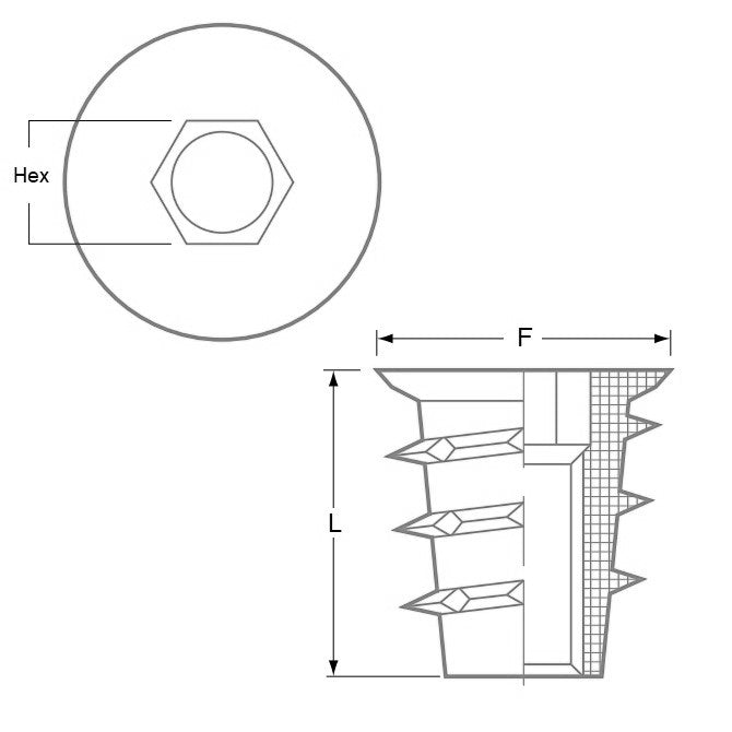 1056577 | IN-TP-0417C-100-WHF (10 Pcs) --- Inserts - 8-32 UNC (4.166mm) x 6 mm x 10.008 mm