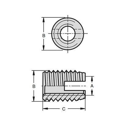 1056570 | IN-TP-042C-08-P-S3 --- Inserts - 8-32 UNC (4.166mm) x 5.79 mm x 8