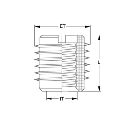 1046408 | IN-TP-0300-095-WS (5 Pcs) --- Self Tapping Inserts - M3 (3x0.5mm) x 6.35 mm x 9.525 mm