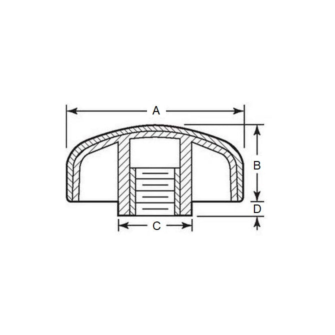 1088750 | KF095C-055-3L-SFT (50 Pcs) --- Lobe Knobs - 3/8-16 UNC (9.53mm) x 55.12 mm x 22.9 mm