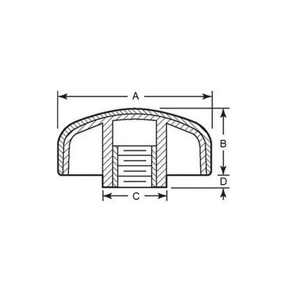 1074433 | KF064C-030-3L-SFT (5 Pcs) --- Knobs - 1/4-20 UNC (6.35mm) x 29.97 mm x 14 mm