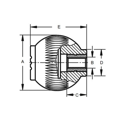 1074155 | KF064C-025-NG (10 Pcs) --- Knobs - 1/4-20 UNC (6.35mm) x 24.89 mm x 9.9 mm