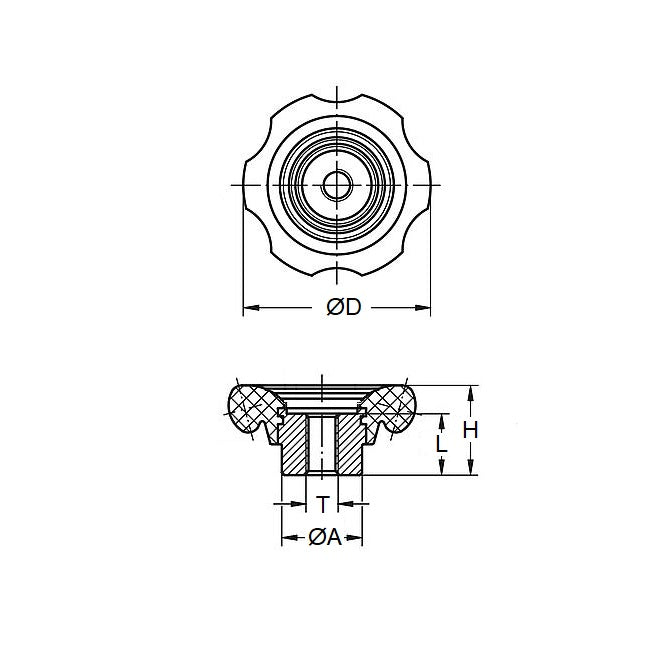 1076289 | KF065-050-HW --- Valve and Hand Wheels Knobs - 6.5 Square Hole x 50 mm x 18 mm