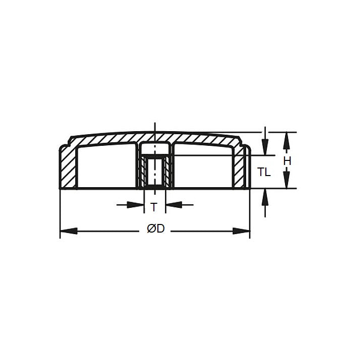 1066113 | KF060M-015-KN-PH (Each) --- Knurled Knobs - M6 - 6x1mm - 15x9 mm Female - Phenolic Knob