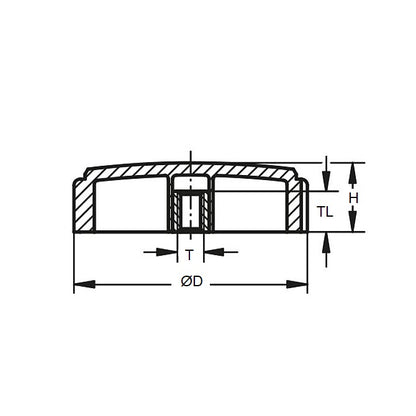 1066113 | KF060M-015-KN-PH (Each) --- Knurled Knobs - M6 - 6x1mm - 15x9 mm Female - Phenolic Knob