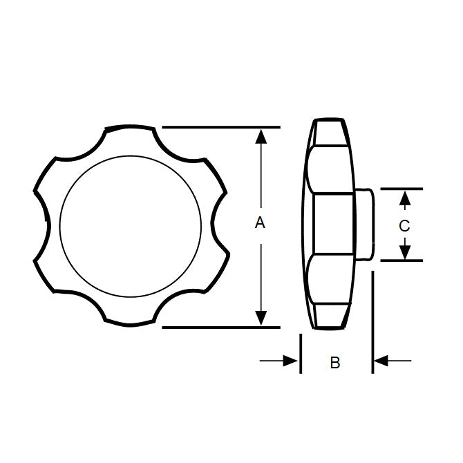 1093945 | KM100M-038-ROS-Y (10 Pcs) --- Knobs - M10 (10.00mm) - Use Own Screw x 38 mm x 12.5 mm