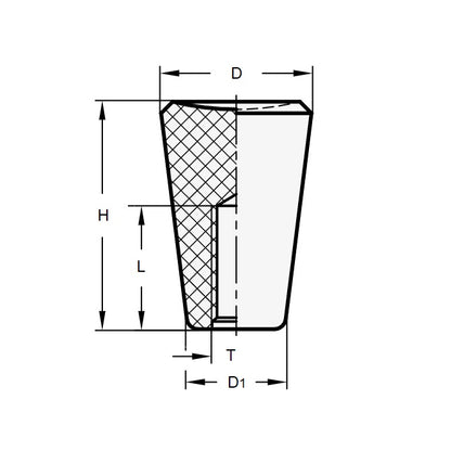 1103983 | KF127-035-LVR --- Knobs - 12.70 Push On x 34.93 mm x 19.1 mm