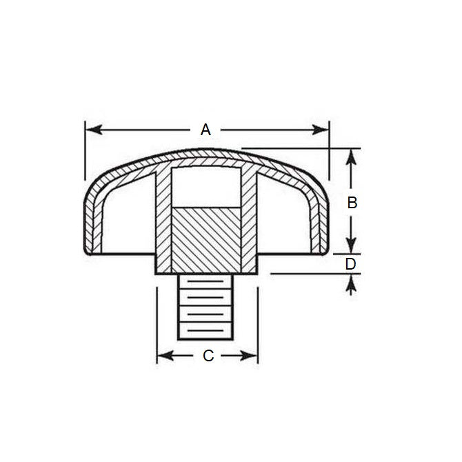 1061181 | KM048F-030-3L-SFT (5 Pcs) --- Knobs - 10-32 UNF (4.76mm) x 29.97 x 12.7 mm