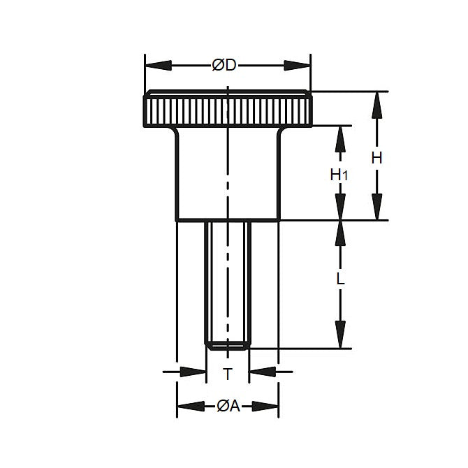 1055265 | KM040M-018-TQ --- Knobs - M4x0.7 (4mm  Standard) x 18 mm x 20 mm