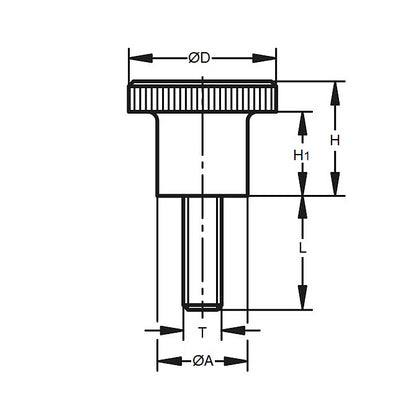 1054875 | KM040M-013-KPC10 (5 Pcs) --- Knobs - M4x0.7 (4mm  Standard) x 13 mm x 10 mm