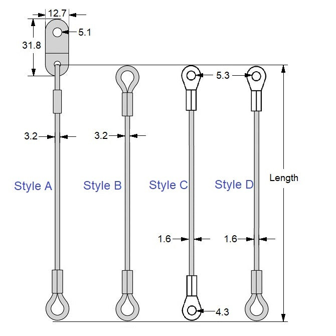 1233515 | PPL-226RS (PK-300) --- Nylon Lanyards - Type Loop and Eyelet 250x6.6 mm
