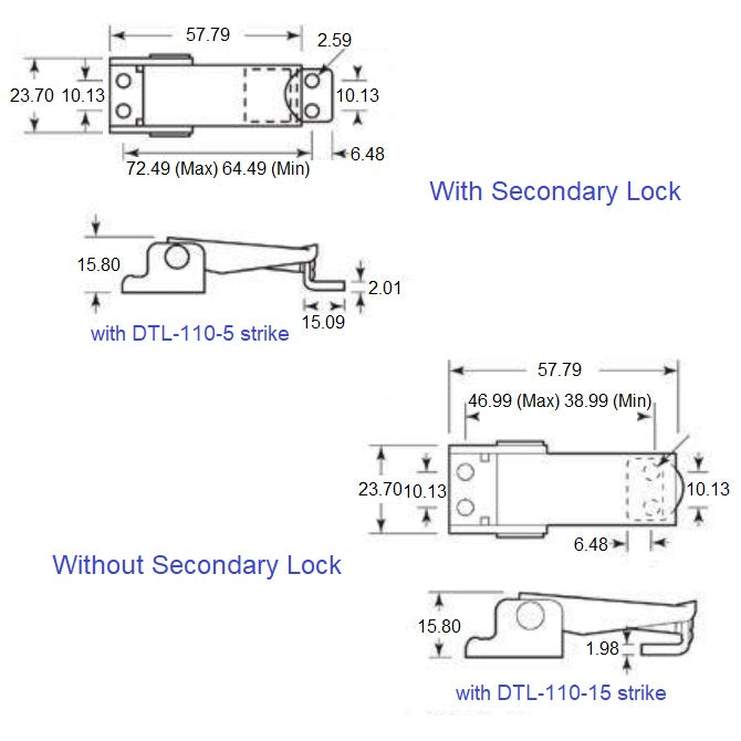 1225864 | DTL-110AXRS --- 110 Series Latches - Latch x  Yes x 7.87 mm