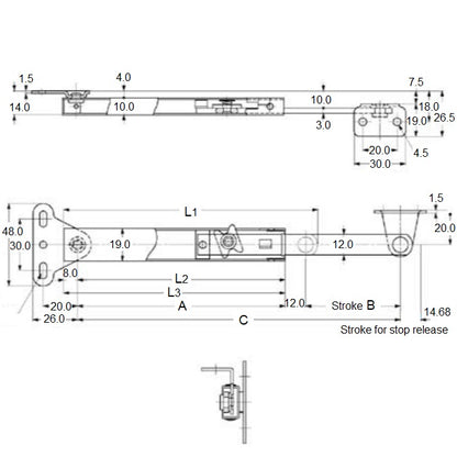 1200280 | SUG-525RS --- Stainless Steel Lid Stay - 148.03 mm x 120.98 mm x 128.98 mm