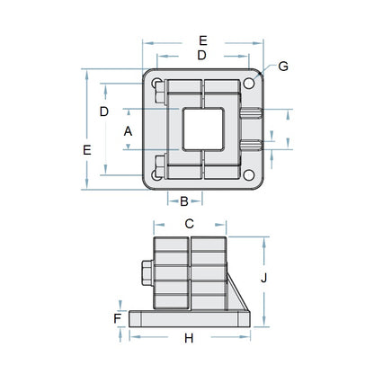 1134187 | LCSQCL-0254-F (Each) --- Housing Clamps Square Linear - 25.4 mm Flanged Base 24.99 mm