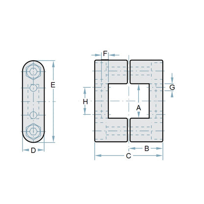 1151391 | LCSQCL-0381-Q --- Housings - 38.1 mm x  Square Clamp x 33.99 mm